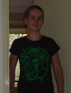Me wearing my HP Lovecraft shirt, because I'm not at all nerdy or obsessed.